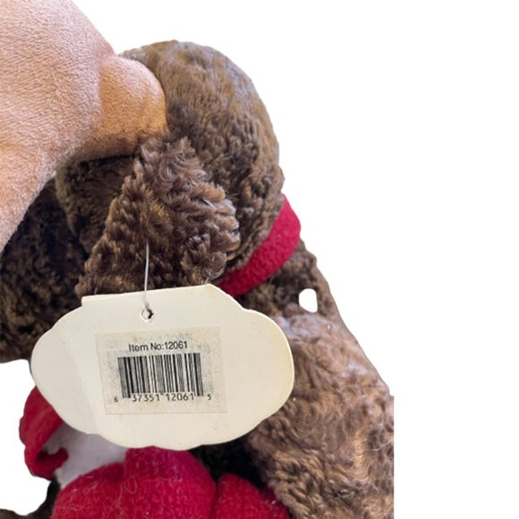 Wishpets Plush Moose Brown wearing Holiday Christmas Scarf - Picture 4 of 7